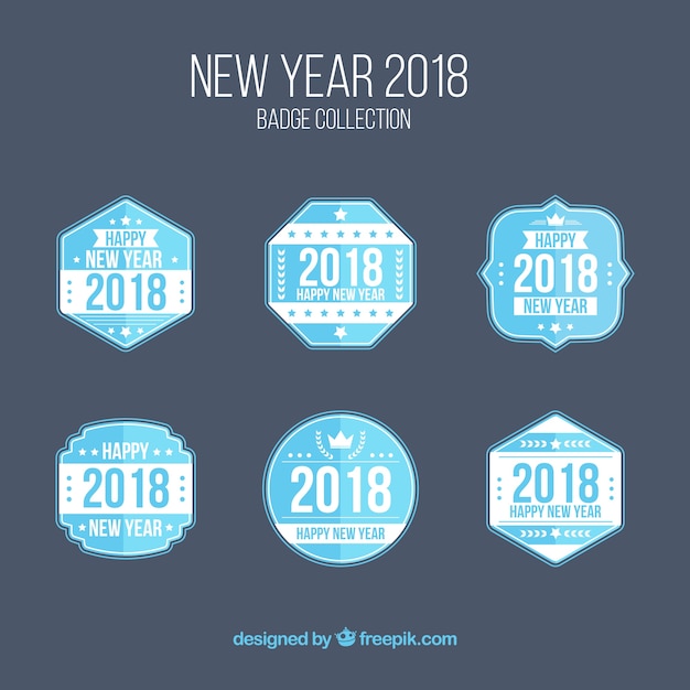 New year badge collection in blue