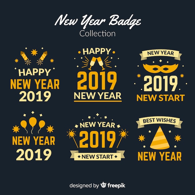 New year badge collection with golden style