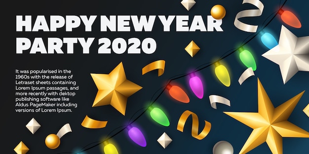 Free vector new year banner design with decorations