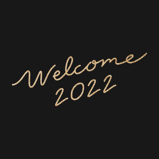 Free vector new year calligraphy sticker, gold welcome 2022 vector design