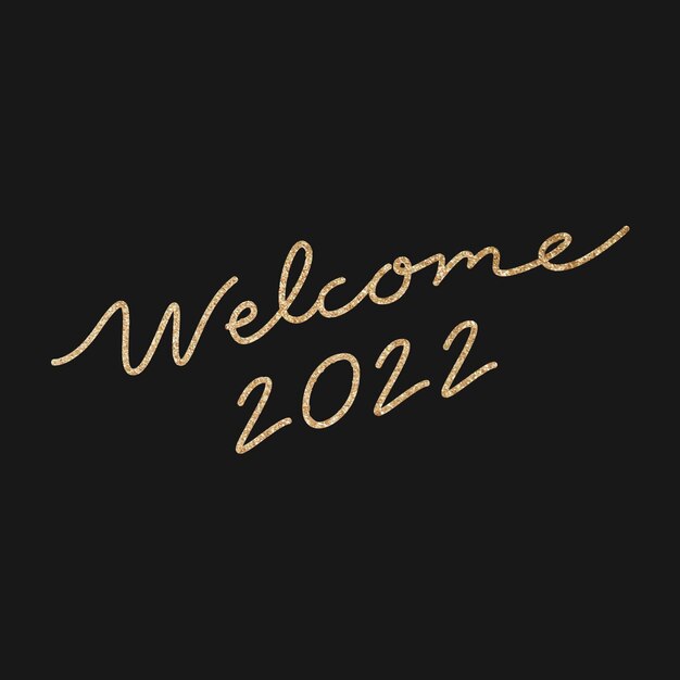 New Year calligraphy sticker, gold welcome 2022 vector design