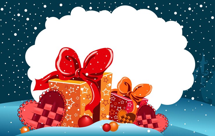 मुफ़्त वेक्टर new year card. christmas trees and gift.