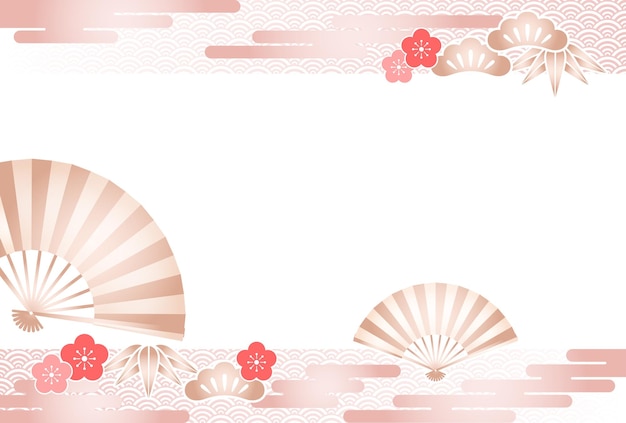 Free vector new year card template with japanese vintage pattern and auspicious design items