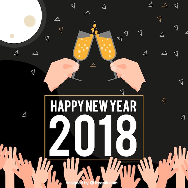 Free vector new year celebration background with hands
