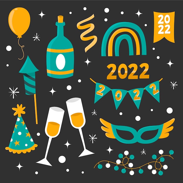 Free vector new year celebration flat design sticker