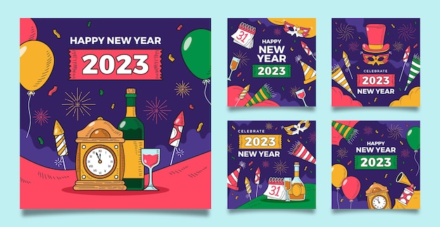 New year celebration instagram posts collection