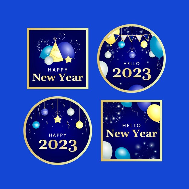 Free vector new year celebration labels collection