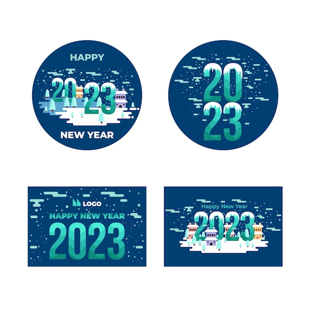 New year celebration labels collection