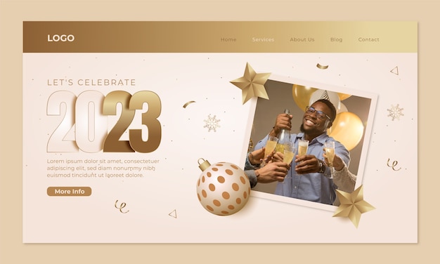 Free vector new year celebration landing page template