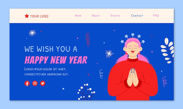 New year celebration landing page template