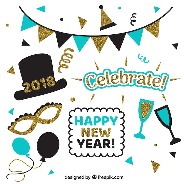 Free vector new year celebration set