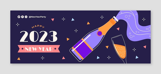 Free vector new year celebration social media cover template