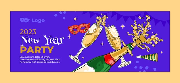 Free vector new year celebration social media cover template