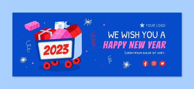 New year celebration social media cover template