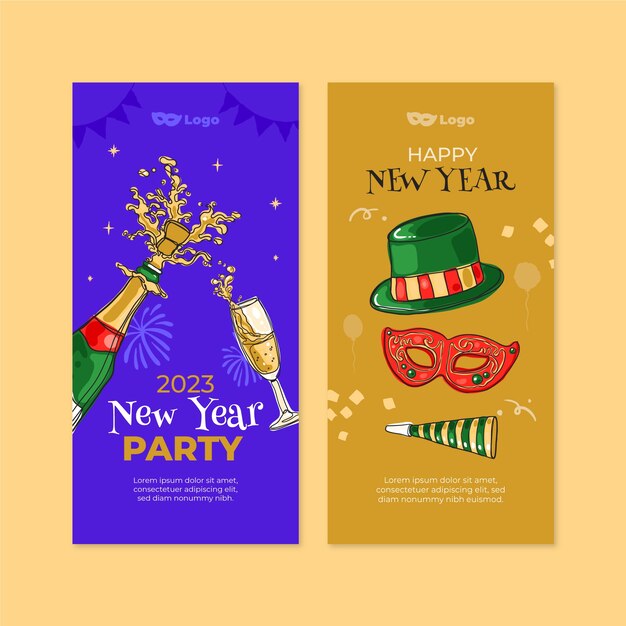 New year celebration vertical banners set