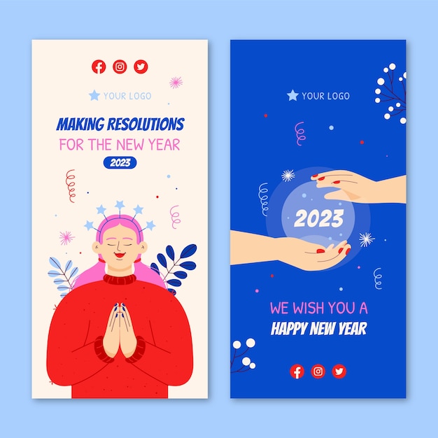 New year celebration vertical banners set