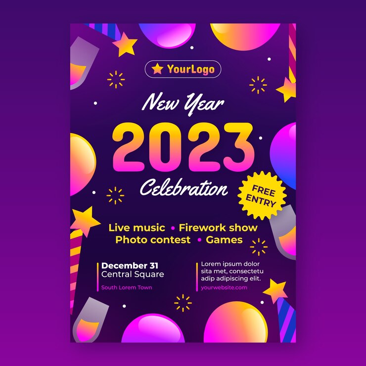 Free Vector new year celebration vertical poster template