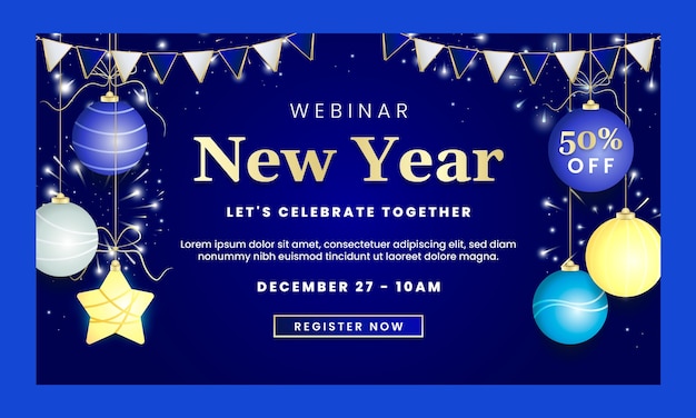 Free vector new year celebration webinar template