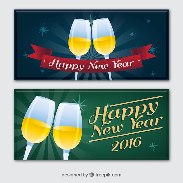 New year champagne banners