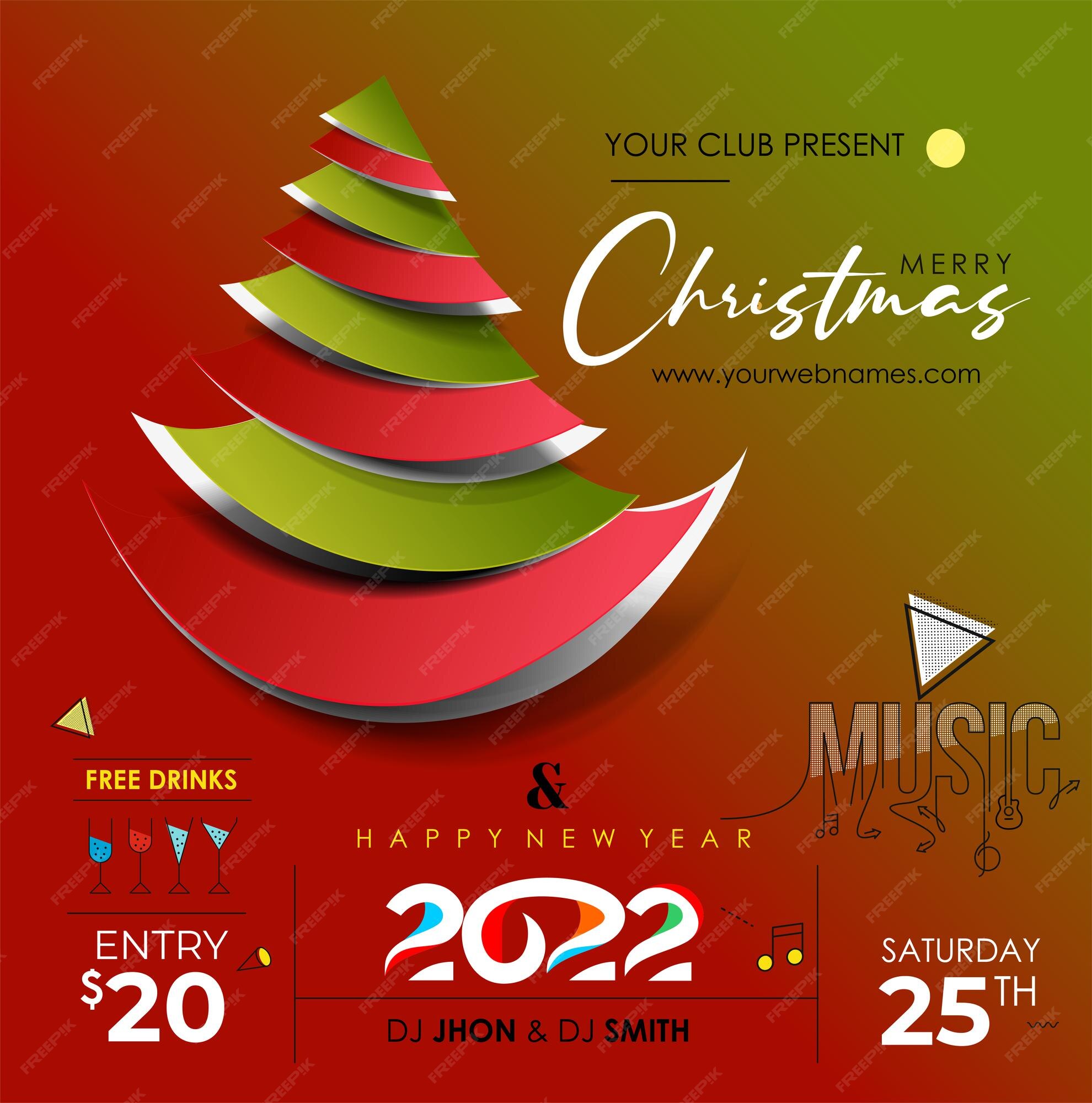 Free Christmas Concerts Near Me 2022 Free Vector | New Year Christmas Music Party Event Web Banner For 2022