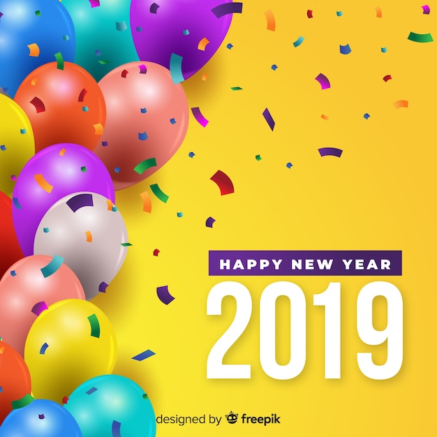 New year colorful balloons background