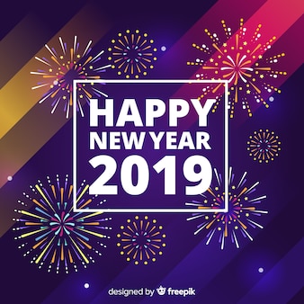 New year colorful fireworks background