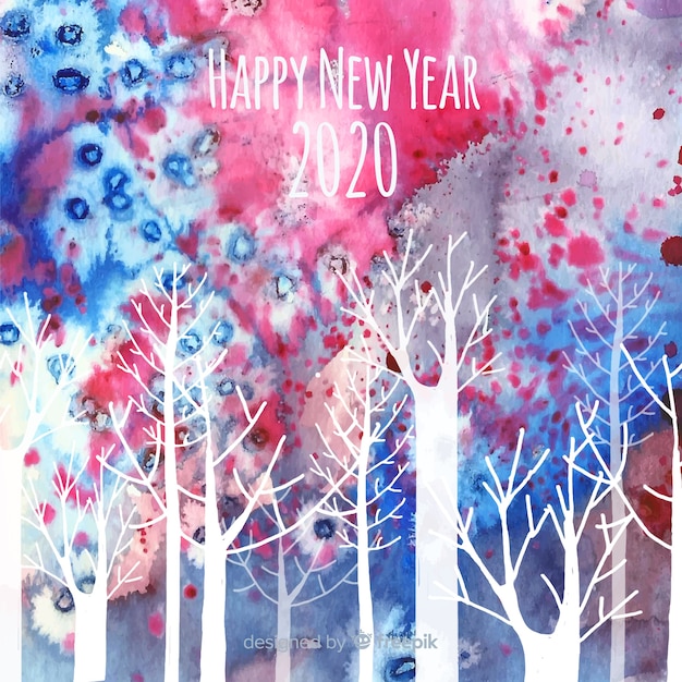 New year concept in watercolor