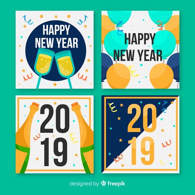 New year confetti cards pack