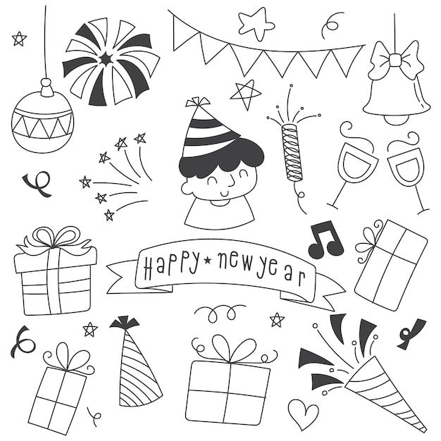 Free vector new year doodle