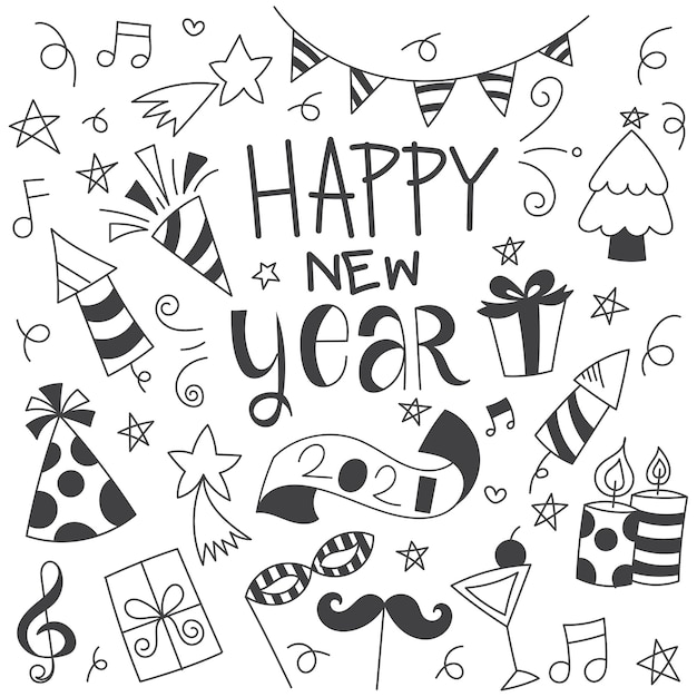 Free vector new year doodle