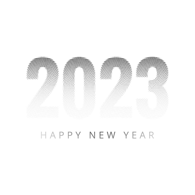 Free vector new year dotted 2023 holiday card on white background