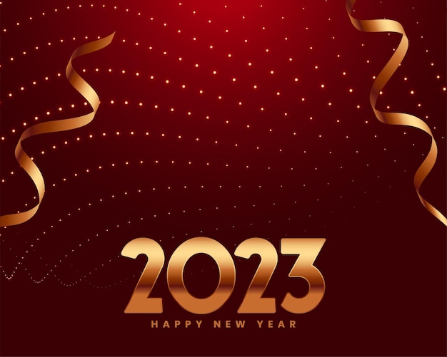 Free vector new year eve 2023 banner with shiny particle and confetti