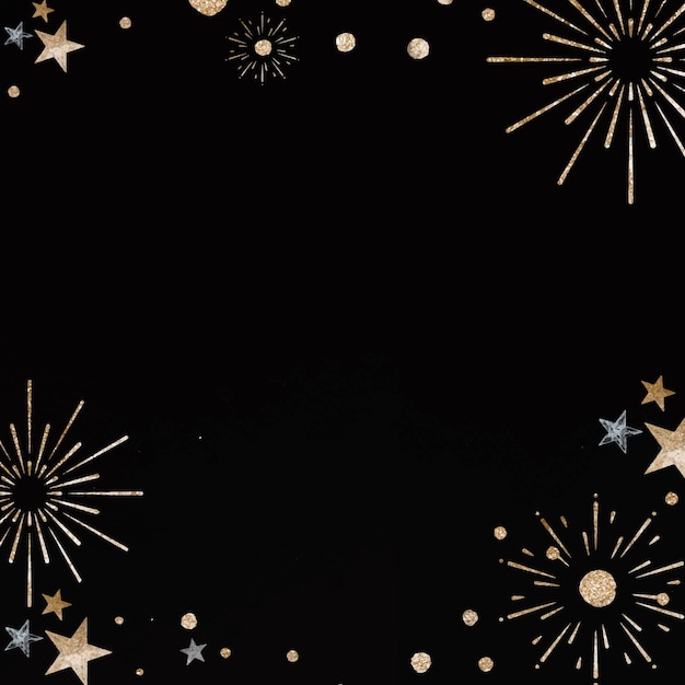 Free vector new year firework vector festive frame black background