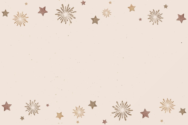 New year gold ball and fireworks on beige background