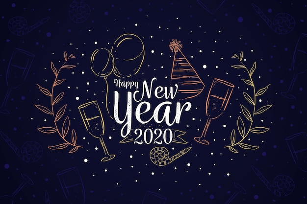 Free vector new year hand-drawn background