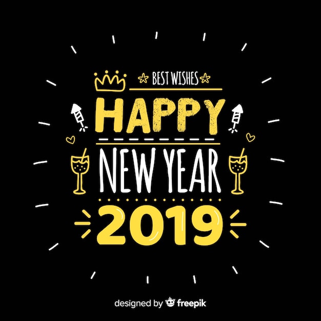 Free vector new year hand drawn text background