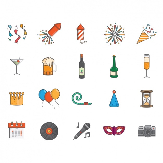 Free vector new year icons collection