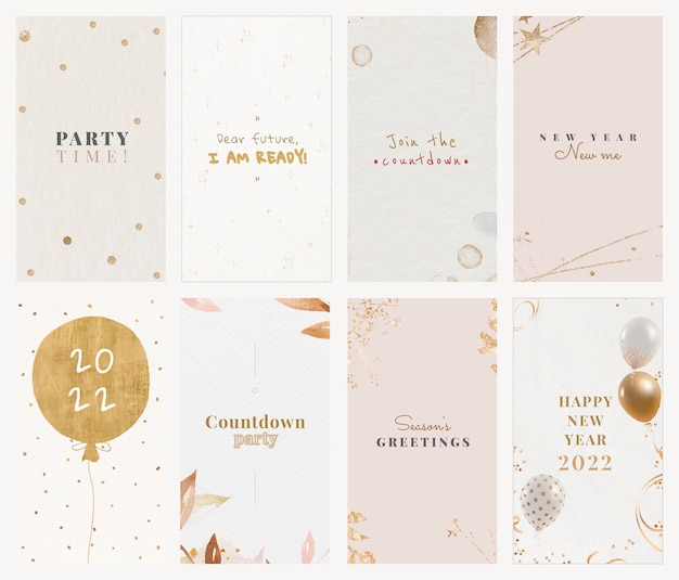Free vector new year instagram story template vector set