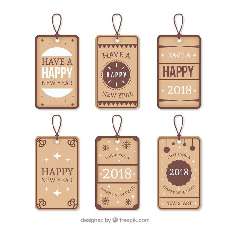 Free Vector new year labels pack