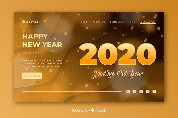 New year landing page blurred