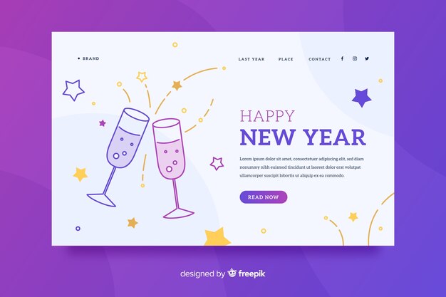 new year landing page in flat design