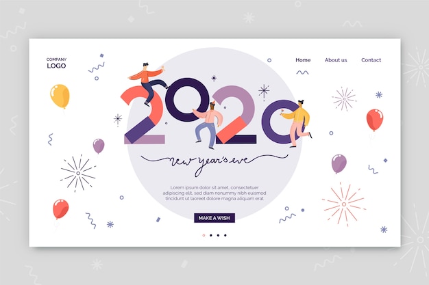 New year landing page flat design