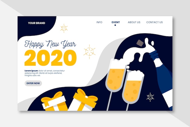 Free vector new year landing page flat design