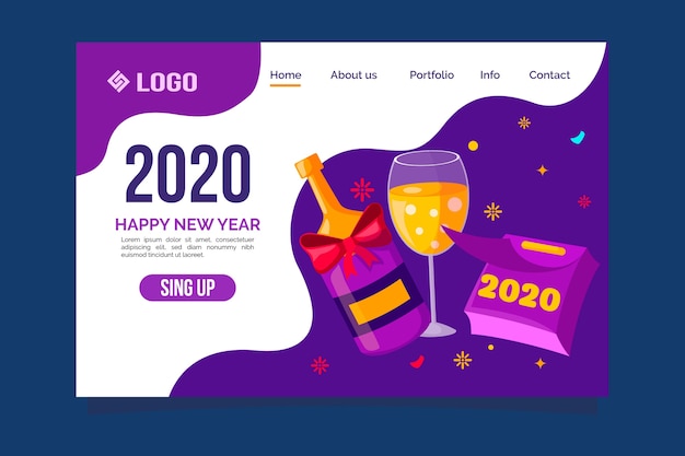 New year landing page in flat design