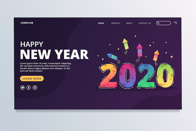 New year landing page in flat design