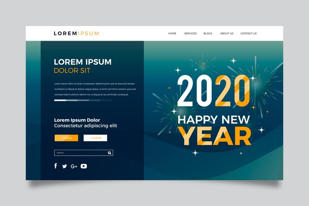 New year landing page in flat design