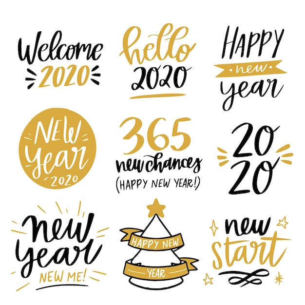 Free vector new year lettering collection