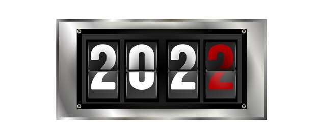 New year  numbers on mechanical scoreboard d vector illustration on black background mechanical scor...