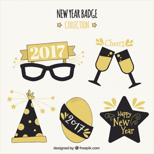 Free vector new year party 2017 elements set