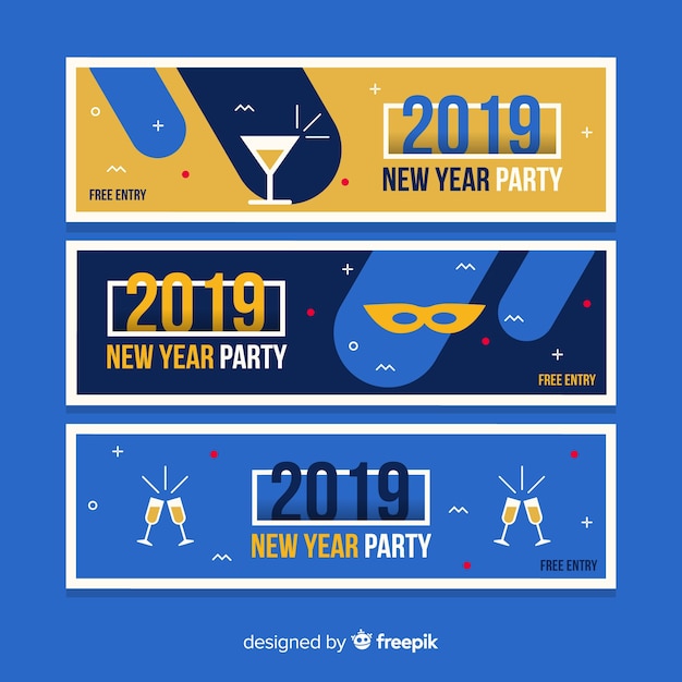 Free vector new year party 2019 banner